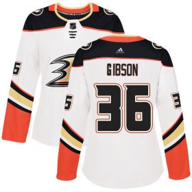 Wholesale Cheap Adidas Ducks #36 John Gibson White Road Authentic Women\'s Stitched NHL Jersey