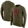 Wholesale Cheap Men's Washington Redskins Nike Olive Salute to Service Sideline Legend Performance Long Sleeve T-Shirt