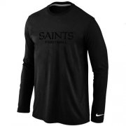 Wholesale Cheap Nike New Orleans Saints Authentic Font Long Sleeve T-Shirt Black