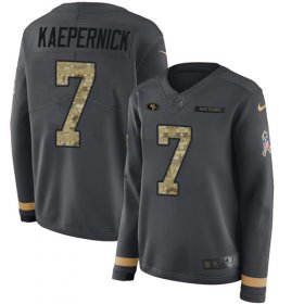 Wholesale Cheap Nike 49ers #7 Colin Kaepernick Anthracite Salute to Service Women\'s Stitched NFL Limited Therma Long Sleeve Jersey