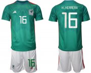 Wholesale Men's Mexico #16 H.herrera Green Home Soccer Jersey Suit