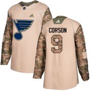 Wholesale Cheap Adidas Blues #9 Shayne Corson Camo Authentic 2017 Veterans Day Stitched NHL Jersey