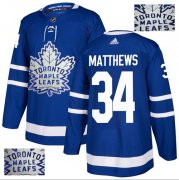 Wholesale Cheap Adidas Maple Leafs #34 Auston Matthews Blue Home Authentic Fashion Gold Stitched NHL Jersey