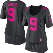 Wholesale Cheap Nike Saints #9 Drew Brees Dark Grey Women's Breast Cancer Awareness Stitched NFL Elite Jersey