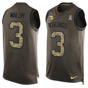 Wholesale Cheap Nike Vikings #3 Blair Walsh Green Men\'s Stitched NFL Limited Salute To Service Tank Top Jersey