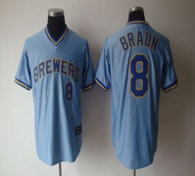 Wholesale Cheap Brewers #8 Ryan Braun Light Blue Cooperstown Stitched MLB Jersey