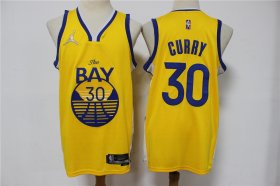 Wholesale Cheap Men\'s Golden State Warriors #30 Stephen Curry 75th Anniversary Diamond Yellow Jordan 2021 Stitched Jersey