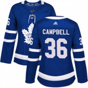 Wholesale Cheap Women's Toronto Maple Leafs #36 Jack Campbell Adidas Authentic Blue Home Jersey