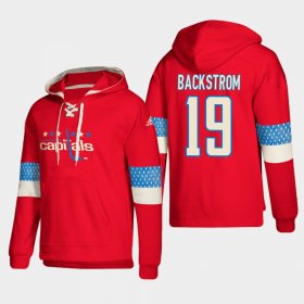 Wholesale Cheap Washington Capitals #19 Nicklas Backstrom Red adidas Lace-Up Pullover Hoodie