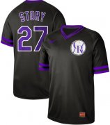 Wholesale Cheap Nike Rockies #27 Trevor Story Black Authentic Cooperstown Collection Stitched MLB Jersey