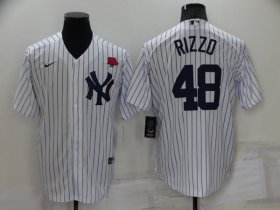 Wholesale Cheap Men\'s New York Yankees #48 Anthony Rizzo White Cool Base Stitched Rose Baseball Jersey