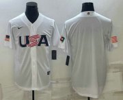 Cheap Men's USA Baseball 2023 White World Baseball Blank Classic Replica Stitched Jerseys