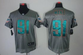 Wholesale Cheap Nike Dolphins #91 Cameron Wake Grey Shadow Men\'s Stitched NFL Elite Jersey