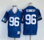 Wholesale Cheap Men's Seattle Seahawks #96 Cortez Kennedy Blue Throwback Football Stitched Jersey