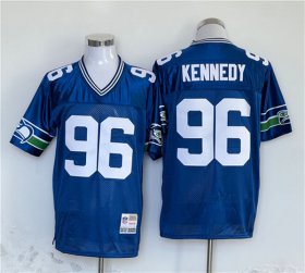 Wholesale Cheap Men\'s Seattle Seahawks #96 Cortez Kennedy Blue Throwback Football Stitched Jersey