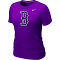 Wholesale Cheap Women's MLB Boston Red Sox Heathered Nike Blended T-Shirt Purple