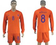 Wholesale Cheap Holland #8 Afellay Home Long Sleeves Soccer Country Jersey