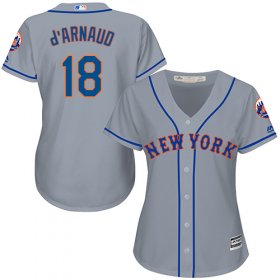Wholesale Cheap Mets #18 Travis d\'Arnaud Grey Road Women\'s Stitched MLB Jersey