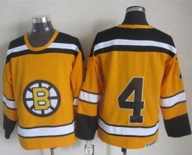 Wholesale Cheap Bruins #4 Bobby Orr Yellow CCM Throwback Stitched NHL Jersey