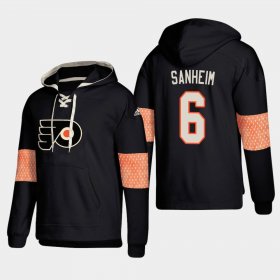 Wholesale Cheap Philadelphia Flyers #6 Travis Sanheim Black adidas Lace-Up Pullover Hoodie