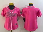 Wholesale Cheap Women's Chicago Bears Blank Pink With Patch Cool Base Stitched Baseball Jersey