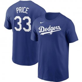 Wholesale Cheap Los Angeles Dodgers #33 David Price Nike Name & Number T-Shirt Royal