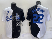 Wholesale Men's Los Angeles Dodgers #22 Bad Bunny White Black Number 2022 Celebrity Softball Game Cool Base Jerseys