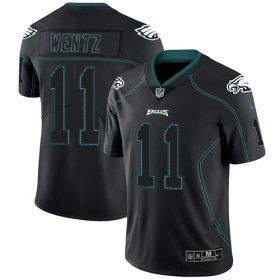 Wholesale Cheap Nike Eagles #11 Carson Wentz Lights Out Black Men\'s Stitched NFL Limited Rush Jersey