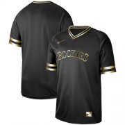Wholesale Cheap Nike Rockies Blank Black Gold Authentic Stitched MLB Jersey