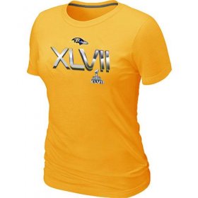 Wholesale Cheap Women\'s Baltimore Ravens 2012 Super Bowl XLVII On Our Way T-Shirt Yellow