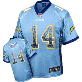 Wholesale Cheap Nike Chargers #14 Dan Fouts Electric Blue Alternate Men\'s Stitched NFL Elite Drift Fashion Jersey