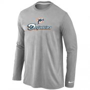 Wholesale Cheap Nike Miami Dolphins Authentic Logo Long Sleeve T-Shirt Grey