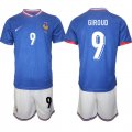 Cheap Men's France #9 Olivier Giroud Blue 2024-25 Home Soccer Jersey Suit