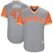 Wholesale Cheap Giants #47 Johnny Cueto Gray "Johnny Cinco" Players Weekend Authentic Stitched MLB Jersey