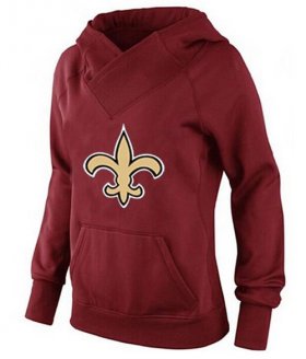Wholesale Cheap Women\'s New Orleans Saints Logo Pullover Hoodie Red