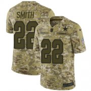 Wholesale Cheap Nike Cowboys #22 Emmitt Smith Camo Youth Stitched NFL Limited 2018 Salute to Service Jersey