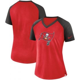 Wholesale Cheap Women\'s Tampa Bay Buccaneers Nike Red-Pewter Top V-Neck T-Shirt