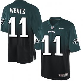 Wholesale Cheap Nike Eagles #11 Carson Wentz Midnight Green/Black Men\'s Stitched NFL Elite Fadeaway Fashion Jersey