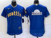 Wholesale Cheap Men's Seattle Mariners Royal Team Big Logo 2023 City Connect Flex Base Stitched Jersey