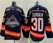 Cheap Men's New York Islanders #30 Ilya Sorokin Navy 2022 Reverse Retro Stitched Jersey