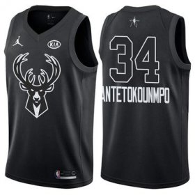 Wholesale Cheap Bucks 34 Giannis Antetokounmpo Jordan Brand Black 2018 All-Star Game Swingman Jersey