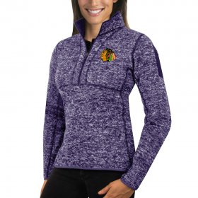 Wholesale Cheap Chicago Blackhawks Antigua Women\'s Fortune 1/2-Zip Pullover Sweater Purple