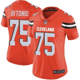 Wholesale Cheap Nike Browns #75 Joel Bitonio Orange Alternate Women\'s Stitched NFL Vapor Untouchable Limited Jersey
