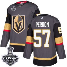 Wholesale Cheap Adidas Golden Knights #57 David Perron Grey Home Authentic 2018 Stanley Cup Final Stitched Youth NHL Jersey