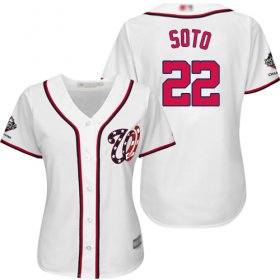 Wholesale Cheap Nationals #22 Juan Soto White Home 2019 World Series Champions Women\'s Stitched MLB Jersey