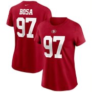 Wholesale Cheap San Francisco 49ers #97 Nick Bosa Nike Women's Team Player Name & Number T-Shirt Scarlet