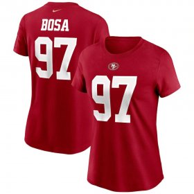 Wholesale Cheap San Francisco 49ers #97 Nick Bosa Nike Women\'s Team Player Name & Number T-Shirt Scarlet