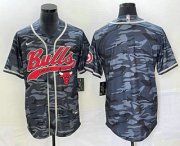 Wholesale Cheap Men's Chicago Bulls Blank Black Camo With Patch Cool Base Stitched Baseball Jersey