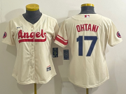 Wholesale Cheap Women's Los Angeles Angels #17 Shohei Ohtani Cream 2022 City Connect Cool Base Stitched Jersey