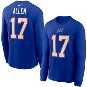 Wholesale Cheap Buffalo Bills #17 Josh Allen Nike Player Name & Number Long Sleeve T-Shirt Royal